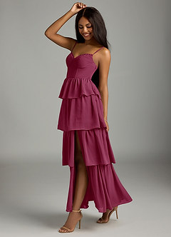 Azazie Kaiden Bridesmaid Dresses Mulberry A-Line Sweetheart Neckline Chiffon Dress image4