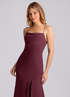 Azazie Grata Bridesmaid Dresses Cabernet Mermaid Pleated Chiffon Dress image7