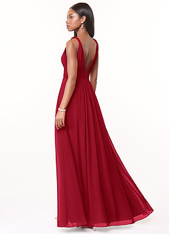 Azazie Maren Bridesmaid Dresses Scarlet A-Line Pleated Chiffon Dress image4