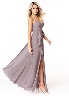 Azazie Emerald Bridesmaid Dresses Dusk A-Line Ruffled Chiffon Dress image2