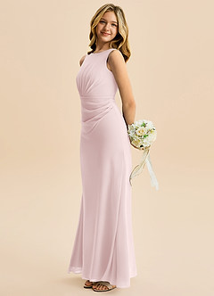 Azazie Floris Junior Linia A Pofałdowany Szyfon Długość podłogi Młodsza druhna Sukienka image5