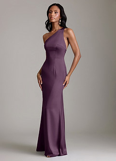 Azazie Voni Suknie dla druhen Syrena Jedno ramię Satyna elastyczna Do ziemi Sukienka image6