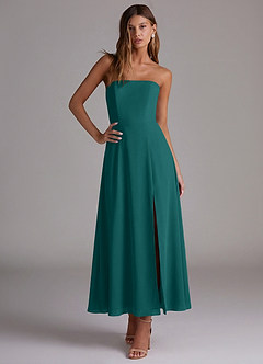Azazie Wren Bridesmaid Dresses Peacock A-Line Strapless Chiffon Dress image5