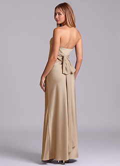 Azazie Ailanie Brudtärnklänningar Klä av Tubklänning i Stretch Satin Axelbandslös Taupe image2