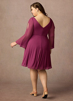 Azazie Teraso 신부의 어머니 드레스 A라인 망사 무릎 길이 드레스 image10