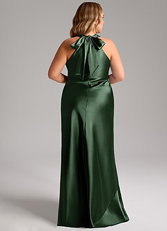 Azazie Doretta Bridesmaid Dresses Eucalyptus Mermaid Bow Metallic Satin Dress image13