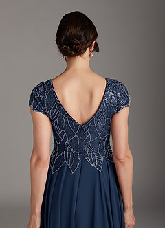 Azazie Eleanor Mother of the Bride Dresses Dark Navy A-Line Sequins Chiffon Dress image6
