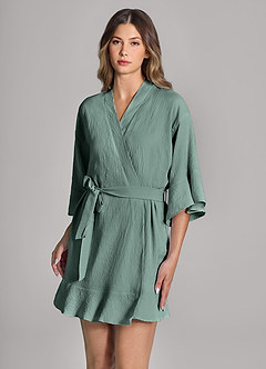 front Matching Color Ruffled Cloud-Soft Robe