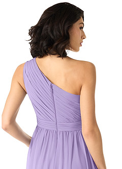 Azazie Mathilda Bridesmaid Dresses Lilac A-Line One Shoulder Chiffon Dress image5