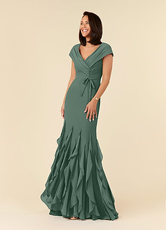 Azazie Bailora Mother of the Bride Dresses Sea Moss Mermaid Ruched Chiffon Dress image5