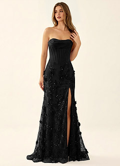 Iliana Black 3D Flower Beaded Corset Dress image4