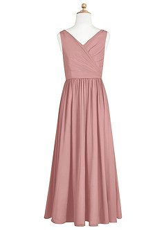 Azazie Sawyer Junior Dusty Rose A-Line Pleated Chiffon Dress image6