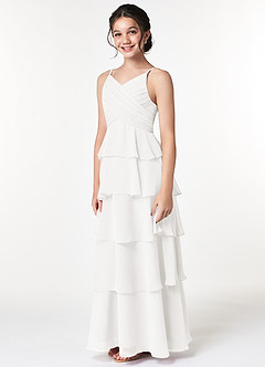 Azazie Daniela A-Line Ruched Chiffon Floor-Length Junior Bridesmaid Dress image3