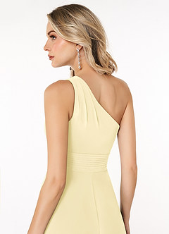 Azazie Dallas Bridesmaid Dresses Lemon Sorbet A-Line One Shoulder Chiffon Dress image5