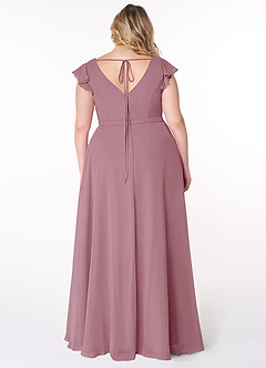Azazie Claudine Final Sale Vintage Mauve A-Line Flutter Sleeve Chiffon Dress image8