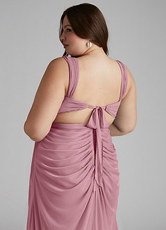 Azazie Jesaphine Bridesmaid Dresses Vintage Mauve Sheath Ruched Mesh Dress image7