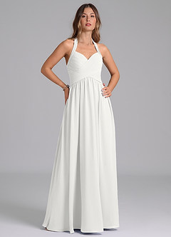 Azazie Darlyn Abiti da Damigella Abito A-Line in Chiffon Scollo a Cuore Bianco image4