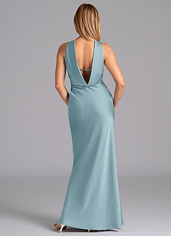 Azazie Lusinda Bridesmaid Dresses Moody Blue Mermaid Strapless Stretch Satin Dress image7
