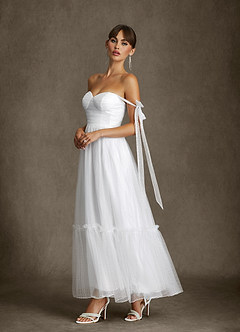 Azazie Angelica Wedding Dresses Diamond White A-Line Sweetheart Neckline Tulle Dress image6