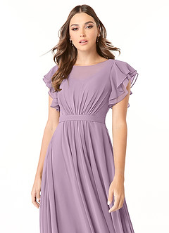 Azazie Daphne Modest Bridesmaid Dresses A-Line Ruffled Chiffon Floor-Length Dress image4