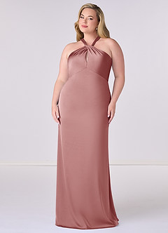 Barbie ♥ Azazie Bridesmaid Dresses Dusty Rose Sheath Stretch Satin Dress image9