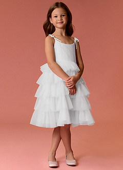 Barbie ♥ Azazie Flower Girl Dresses Diamond White Dress image4