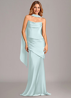 Azazie Pelagia Suknie dla druhen Syrena Gorset Satyna elastyczna Do ziemi Sukienka image2