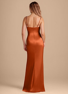 Azazie Camila Bridesmaid Dresses Burnt Orange Sheath Sweetheart Neckline Metallic Satin Dress image5