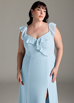 Azazie Sophie Vestidos de damas de honor Vestido de Azul Cielo de Gasa de Corte en A Convertible con Vestidos sin tirantes image13