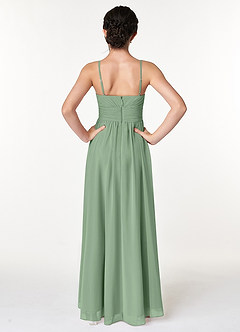 Azazie Catalina Junior Matcha A-Line Ruched Chiffon Dress image2