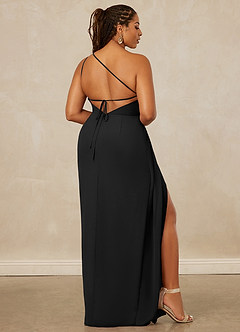 Christian Siriano Bridal for Azazie 1003 Bridesmaid Dresses Black Sheath One Shoulder Chiffon Dress image9