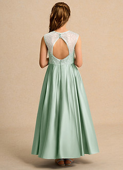 Azazie Candy Girl Jurken voor bloemenmeisjes Baljurk Jurk van Mat Satijn Boog Agave image3