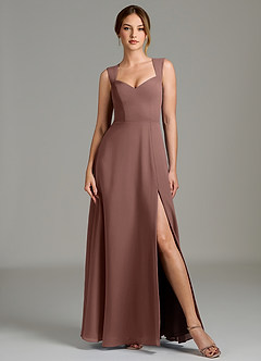 Azazie Gwendolyn Bridesmaid Dresses Espresso A-Line Sweetheart Neckline Chiffon Dress image5