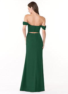 Azazie Lynnie Robes de demoiselle d'honneur Robe Sirène Convertible en Mousseline de soie Épaule décolletée Vert Foncé image3