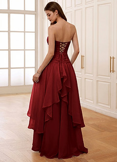 Ocavivien Burgundy Tulle Prom Dress image2