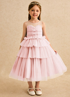 Azazie Delmina Flower Girl Klänningar Klä Balklänning i Tyll Rynkad image4