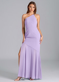 Azazie Tilla Jurken voor bruidsmeisjes Jurk van Chiffon met Zeemeermin One-Shoulder Lila image4