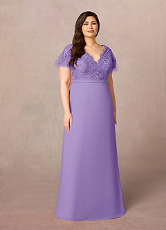 Azazie Singer Mother of the Bride Dresses Tahiti A-Line V-Neck Lace Chiffon Dress image7