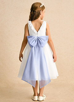 Azazie Dani Abiti da Ragazza di Fiori Abito A-Line in Chiffon Fiocco Avorio Ghiaccio image7
