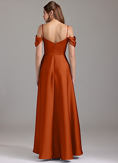 Azazie Marley Bridesmaid Dresses Burnt Orange A-Line Off the Shoulder Stretch Satin Convertible Dress image5
