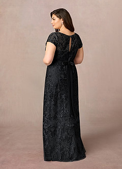 Azazie Dorit Mother of the Bride Dresses Black Sheath Scoop Lace Dress image9