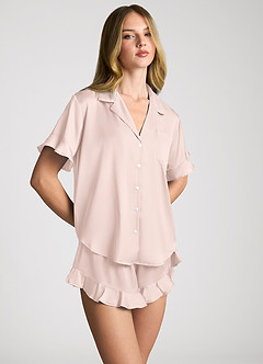 front Pyjama set met korte mouwen en ruches