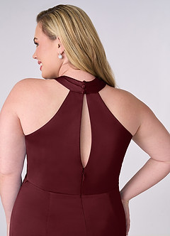 Barbie ♥ Azazie Jurken voor bruidsmeisjes Jurk van Stretch Satijn met Kolom Cabernet image11