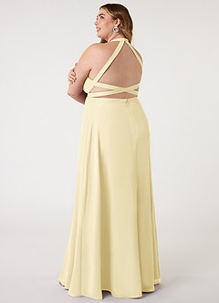 Azazie Clarice Bridesmaid Dresses Lemon Sorbet A-Line Halter Chiffon Dress image12