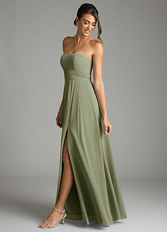 Azazie Tamira Suknie dla druhen Linia A Pofałdowany Szyfon Do ziemi Sukienka image3