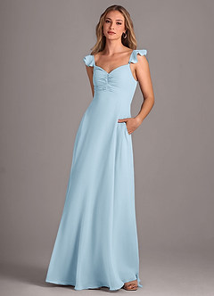 Azazie Kaylyn Bridesmaid Dresses Sky Blue A-Line Ruched Chiffon Dress image3