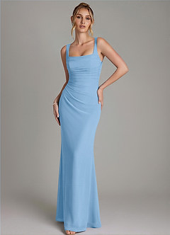Azazie Agustina Bridesmaid Dresses Powder Blue Mermaid Corset Chiffon Dress image4