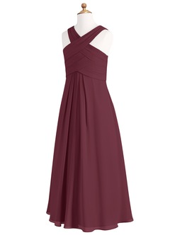 Azazie Kaleigh Junior Robe Trapèze en Mousseline de soie Plissée Cabernet image8