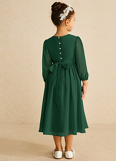 Azazie Lolo Flower Girl Dresses Dark Green A-Line with Sleeves Chiffon Dress image5