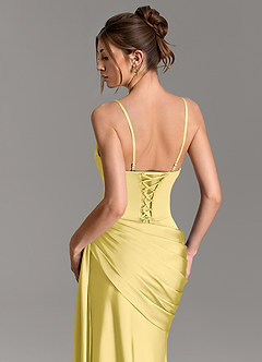 Azazie Zorah Vestidos de damas de honor Vestido Canario de Satén Elástico de Corte Sirena Convertible con Corsé image2